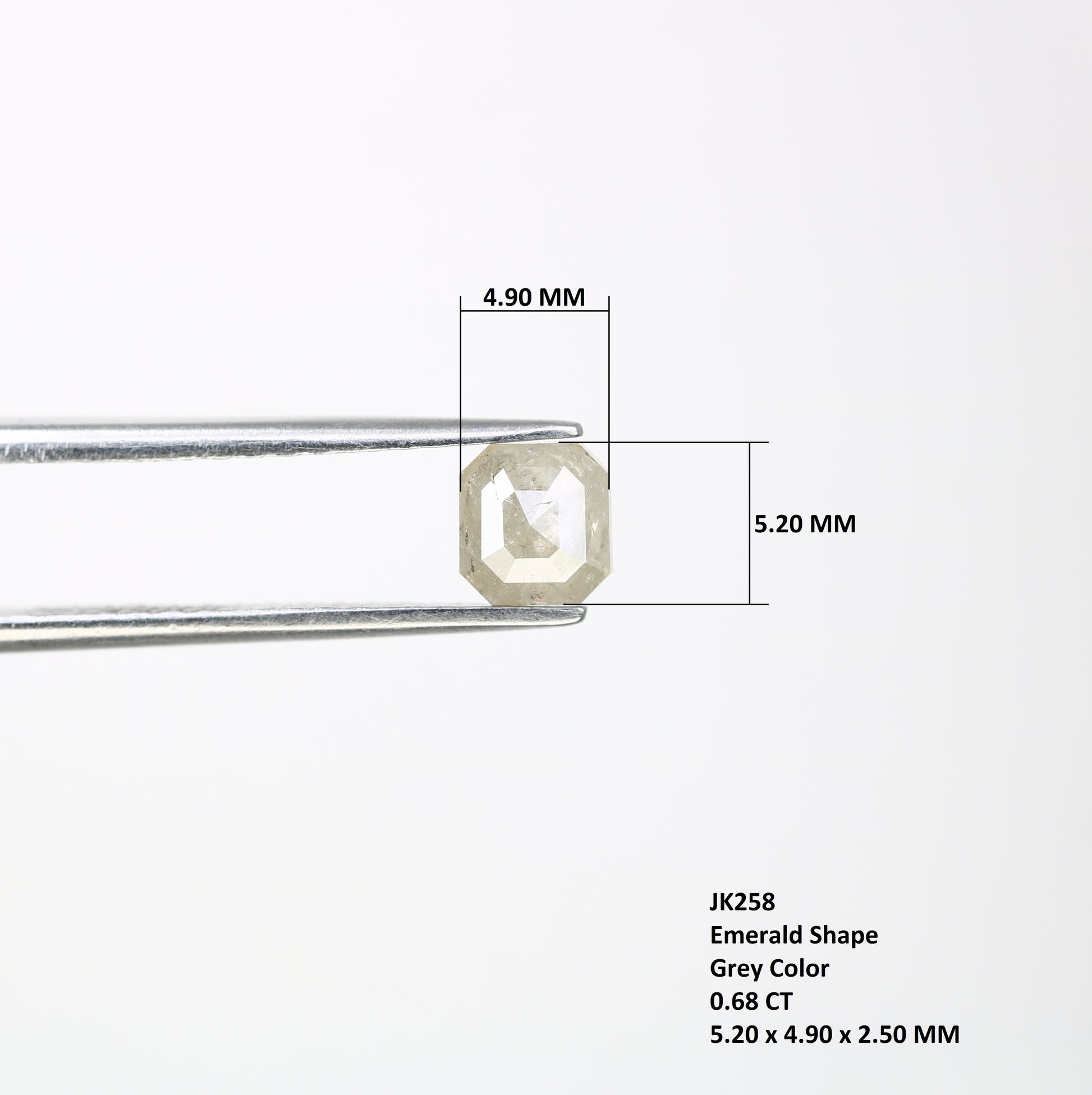 0.68 CT 5.20 MM Loose Grey Emerald Cut Natural Diamond For Engagement Ring - JayKrishna Diamond