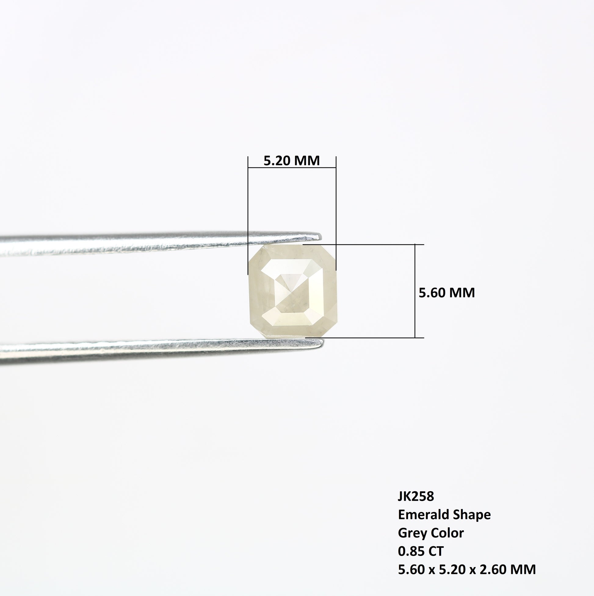 0.85 CT Emerald Cut Natural Grey Diamond For Engagement Ring - JayKrishna Diamond
