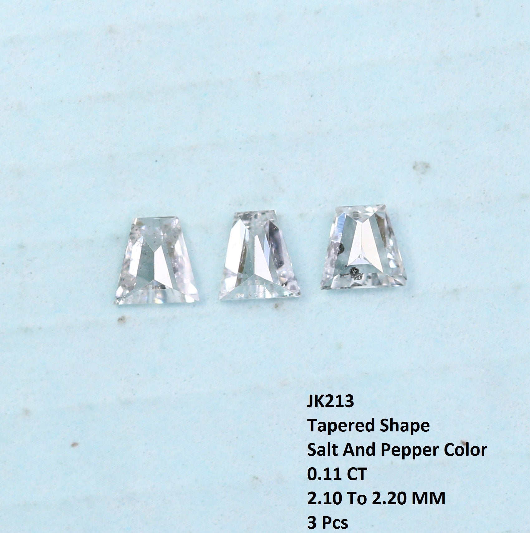 0.11 CT Tapered Cut Salt and Pepper Diamond for Engagements & Custom Jewelry - JayKrishna Diamond