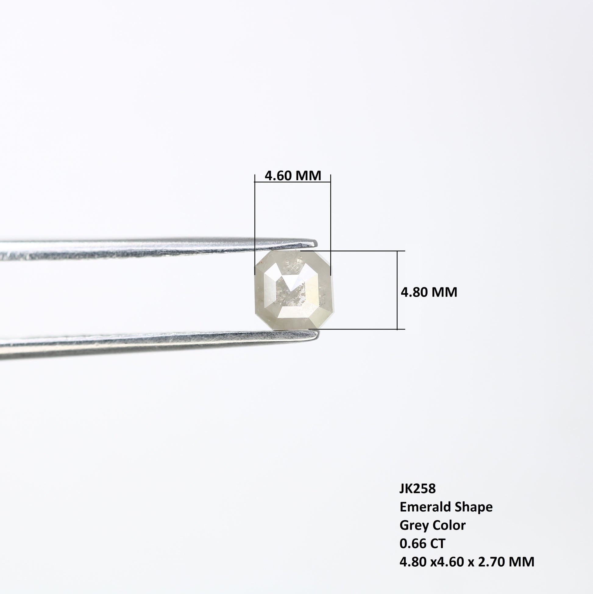 0.66 CT 4.80 MM Grey Emerald Shape Diamond for Engagement Ring - Unique Gemstone for Custom Bridal Jewelry Designs - JayKrishna Diamond