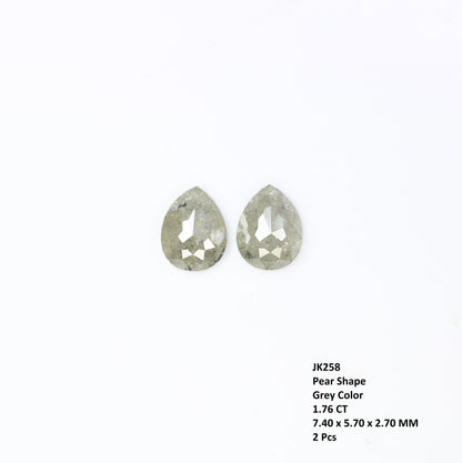 1.76 CT Pear Cut Natural Grey Loose Pair Diamond For Engagement Ring - JayKrishna Diamond