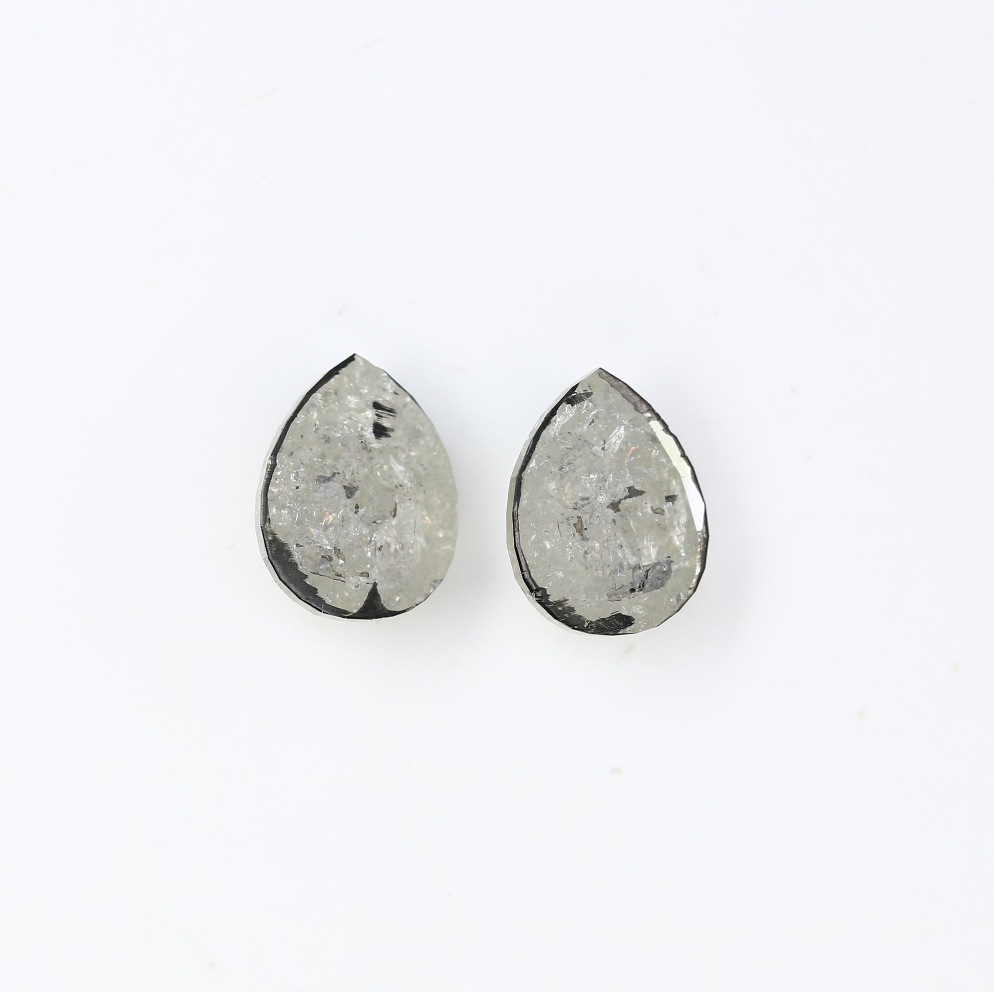 1.76 CT Pear Cut Natural Grey Loose Pair Diamond For Engagement Ring - JayKrishna Diamond