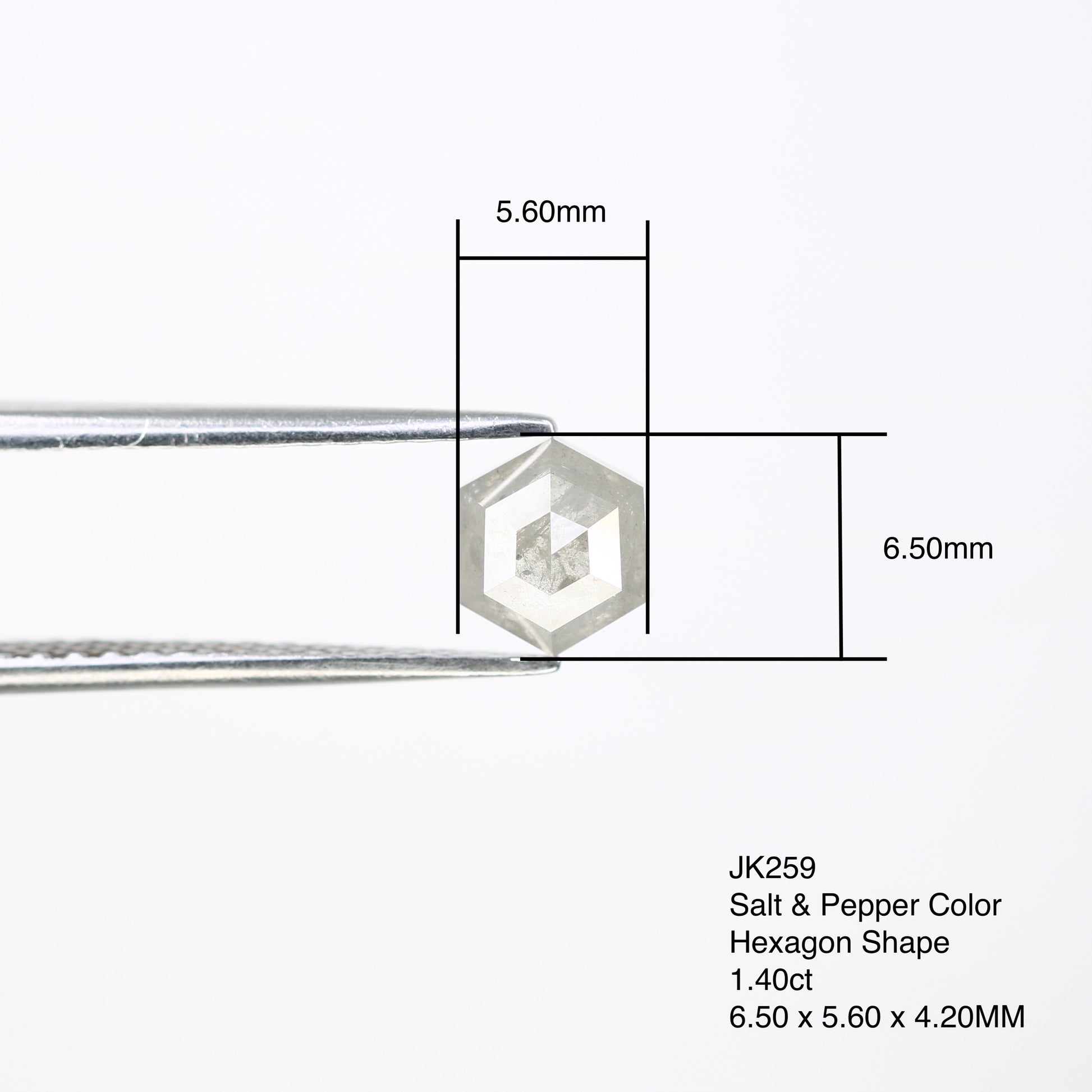 1.40 Carat Hexagon Shape Salt And Pepper Color Loose Diamond For Galaxy Ring - JayKrishna Diamond
