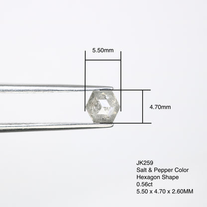 0.56 Carat Hexagon Cut Salt and Pepper Diamond – Unique Loose Gem for Alternative Engagement Rings - JayKrishna Diamond