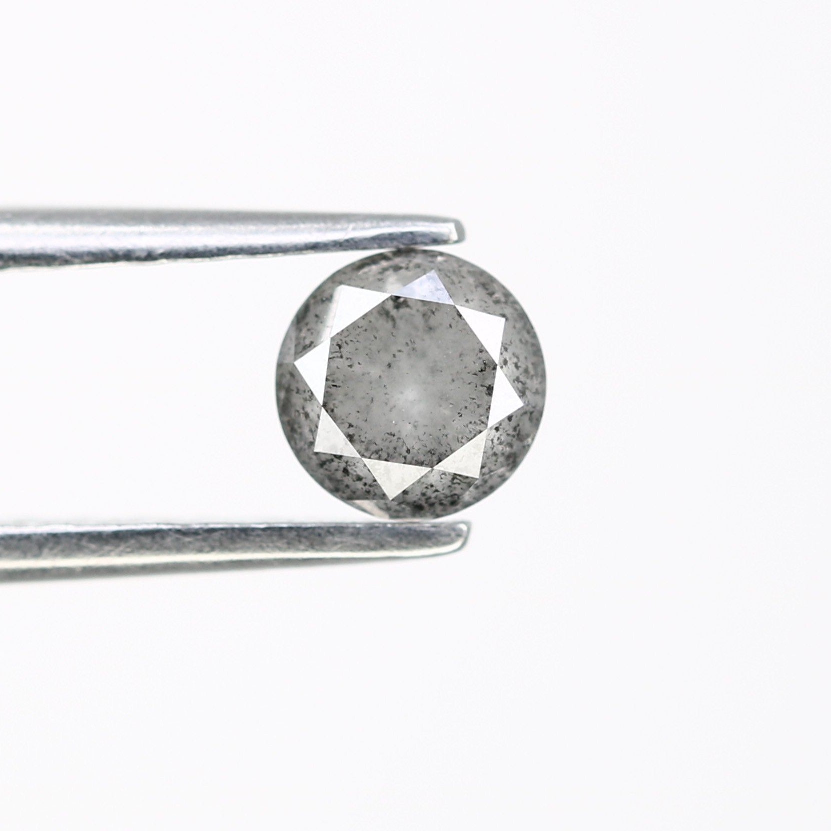 0.61 Carat 4.8MM Loose Salt and Pepper Round Brilliant Cut Diamond: Natural Grey Diamond for Elegant Engagement Rings - JayKrishna Diamond