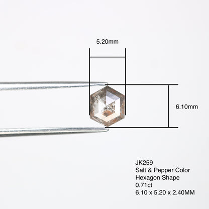 0.71 Carat Hexagon Shape Salt And Pepper Loose Diamond For Wedding Ring - JayKrishna Diamond