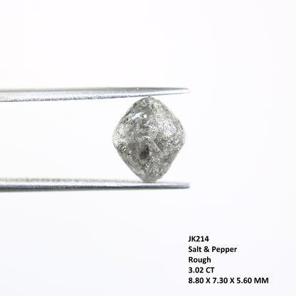 3.02 CT Rough Raw Uncut Salt And Pepper Diamond For Engagement Ring - JayKrishna Diamond