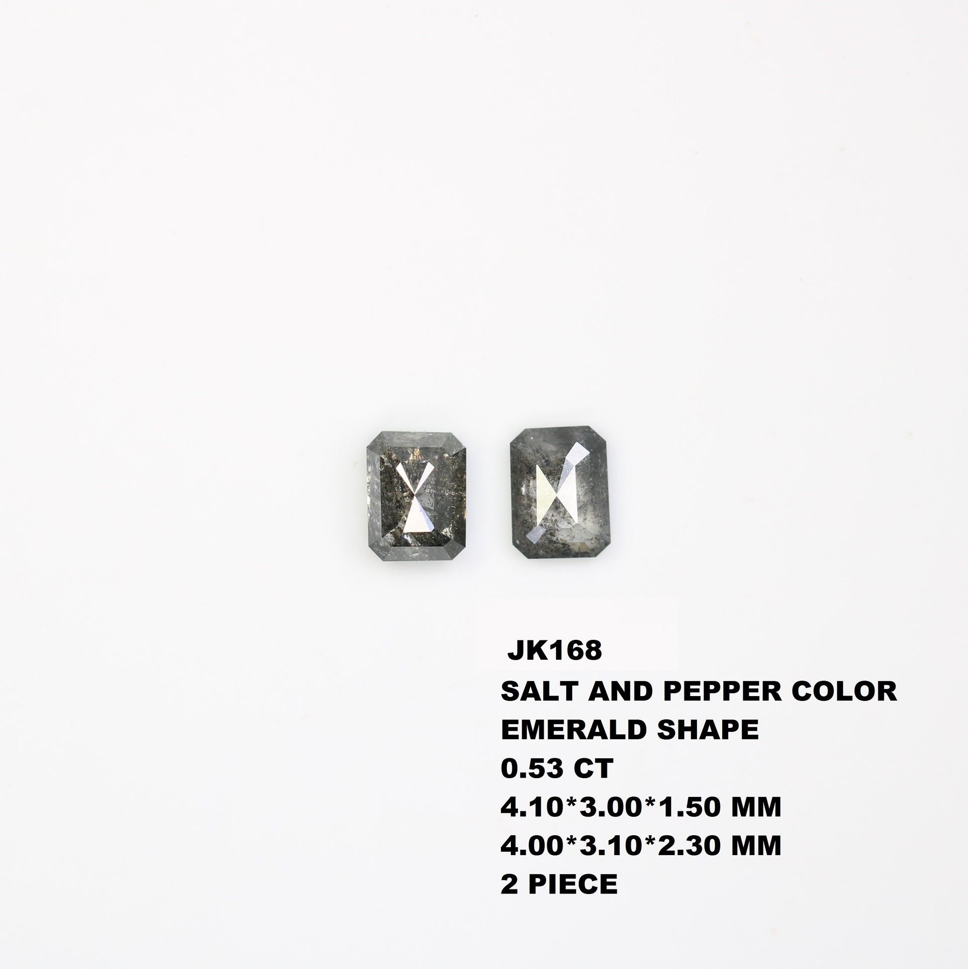 0.53 CT Salt And Pepper Loose Emerald Shape Pair Diamond For Engagement Ring - JayKrishna Diamond