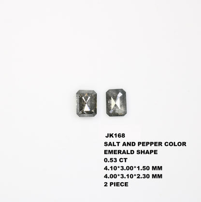0.53 CT Salt And Pepper Loose Emerald Shape Pair Diamond For Engagement Ring - JayKrishna Diamond