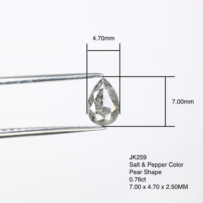 0.76 Carat 7 MM Pear Shaped Natural Salt And Pepper Diamond For Galaxy Ring - JayKrishna Diamond