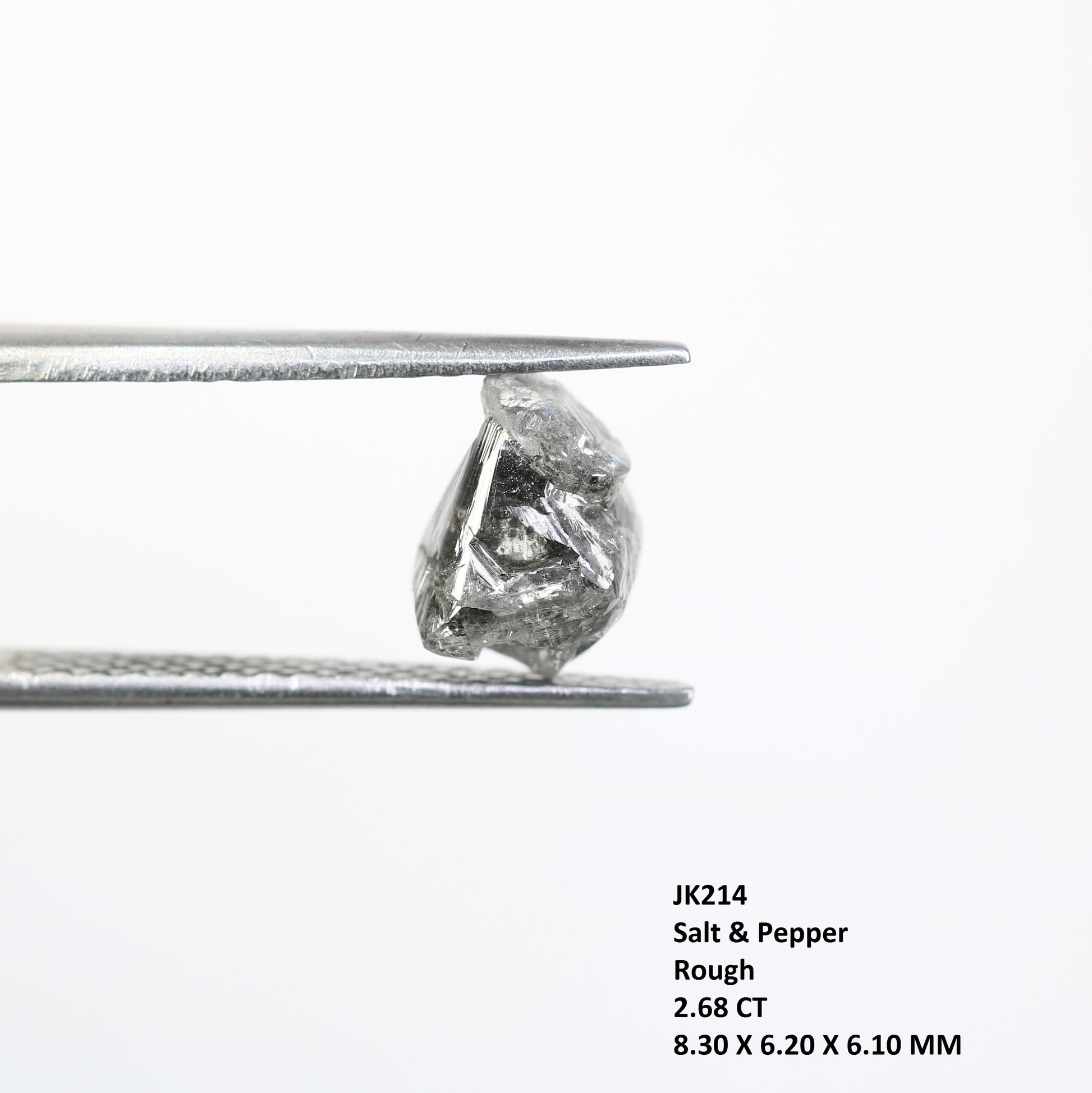 2.68 CT Raw Salt And Pepper Uncut Rough Diamond For Engagement Ring - JayKrishna Diamond