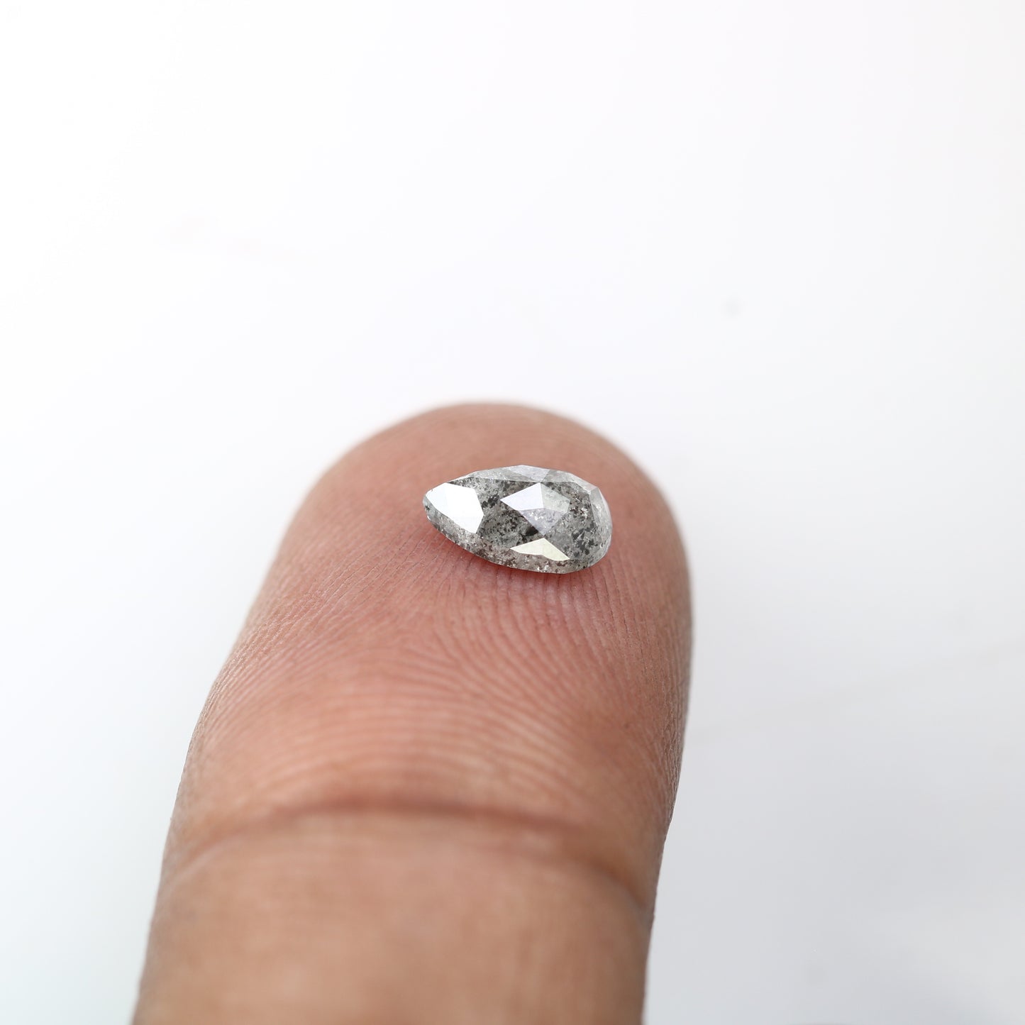 0.76 Carat 7 MM Pear Shaped Natural Salt And Pepper Diamond For Galaxy Ring - JayKrishna Diamond