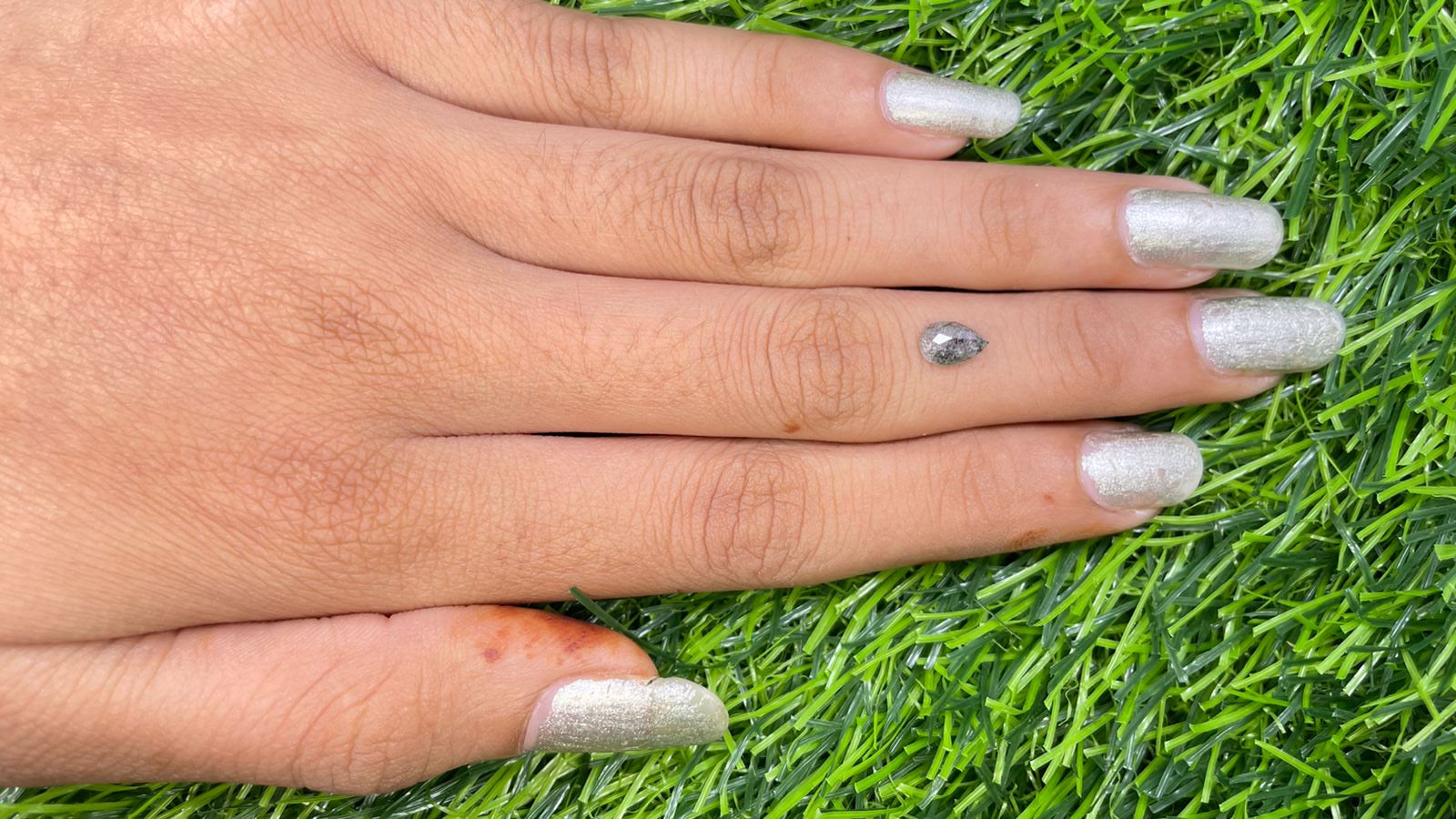 0.76 Carat 7 MM Pear Shaped Natural Salt And Pepper Diamond For Galaxy Ring - JayKrishna Diamond