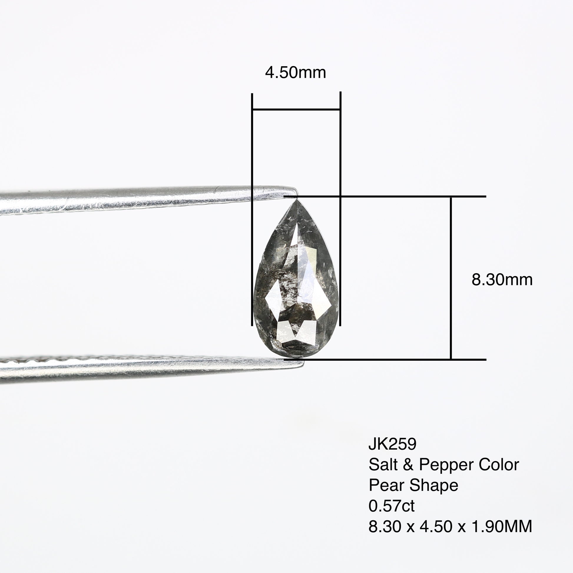 0.57 Carat Pear-Shaped Salt and Pepper Diamond – Unique Loose Gem for Artisan Engagement Rings - JayKrishna Diamond