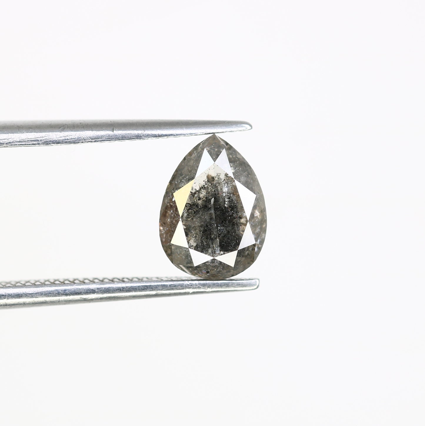 1.51 CT 7.70 MM Pear Shaped Salt And Pepper Loose Diamond For Wedding Ring - JayKrishna Diamond