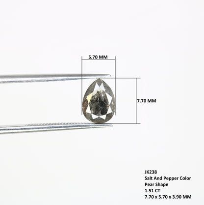 1.51 CT 7.70 MM Pear Shaped Salt And Pepper Loose Diamond For Wedding Ring - JayKrishna Diamond