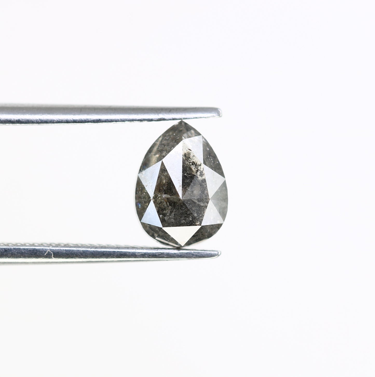 1.51 CT 7.70 MM Pear Shaped Salt And Pepper Loose Diamond For Wedding Ring - JayKrishna Diamond