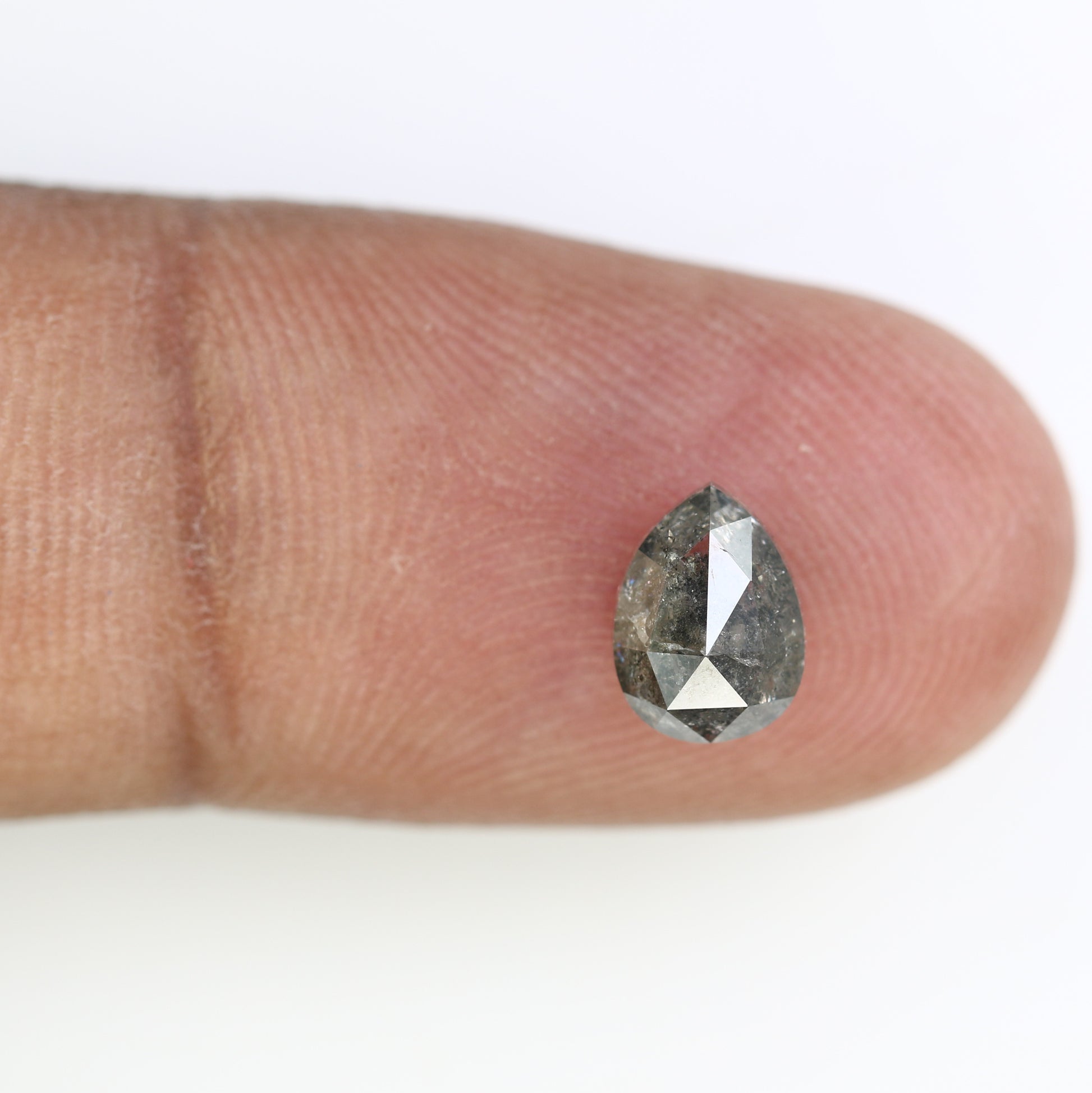 1.51 CT 7.70 MM Pear Shaped Salt And Pepper Loose Diamond For Wedding Ring - JayKrishna Diamond
