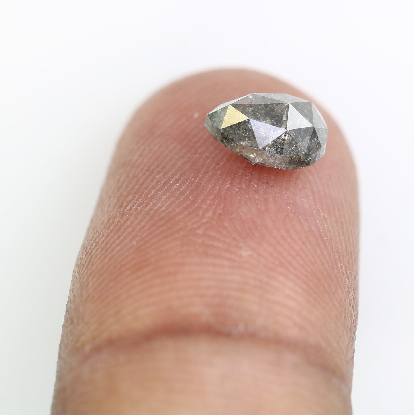 1.51 CT 7.70 MM Pear Shaped Salt And Pepper Loose Diamond For Wedding Ring - JayKrishna Diamond