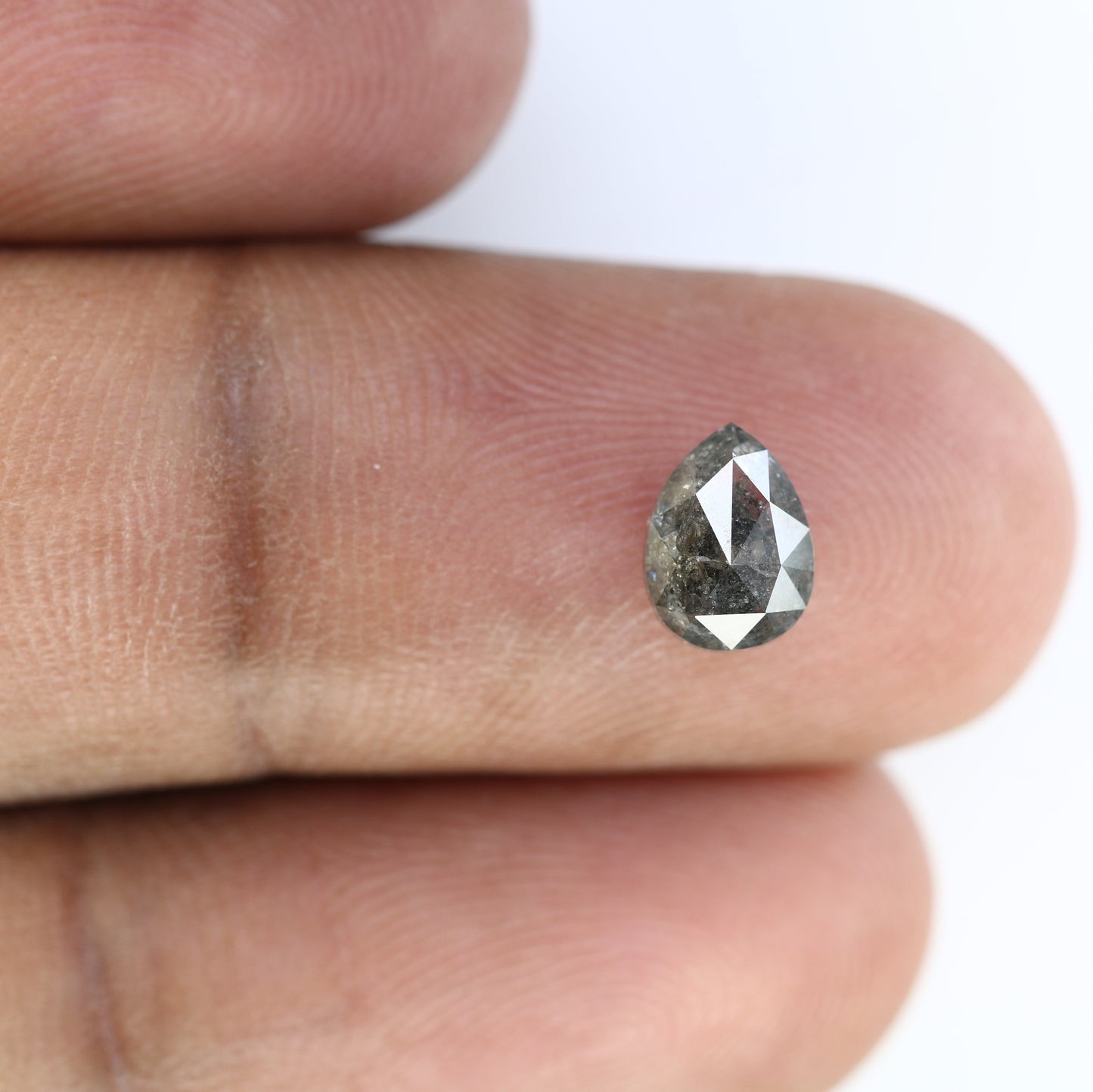 1.51 CT 7.70 MM Pear Shaped Salt And Pepper Loose Diamond For Wedding Ring - JayKrishna Diamond