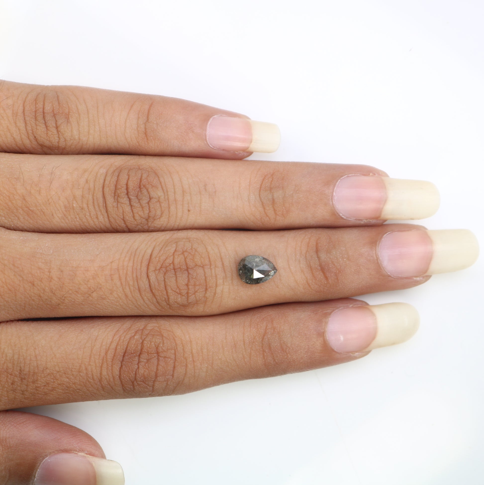 1.51 CT 7.70 MM Pear Shaped Salt And Pepper Loose Diamond For Wedding Ring - JayKrishna Diamond