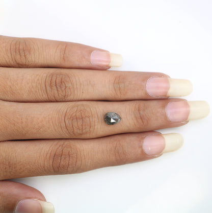 1.51 CT 7.70 MM Pear Shaped Salt And Pepper Loose Diamond For Wedding Ring - JayKrishna Diamond