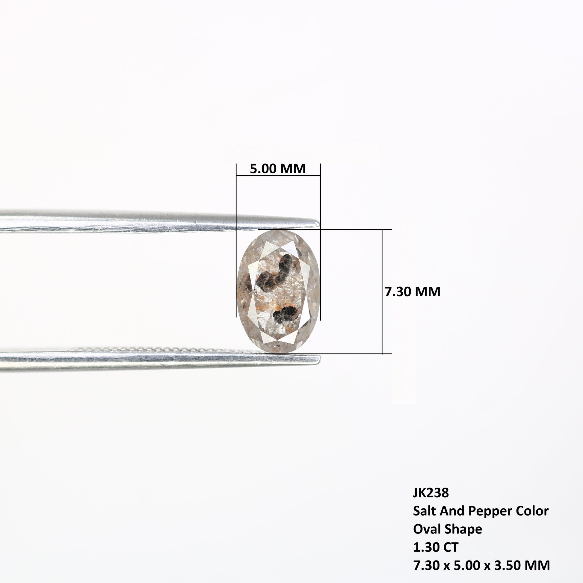 1.30 CT 7.30 MM Oval Shape Salt And Pepper Diamond For Designer Jewelry - JayKrishna Diamond