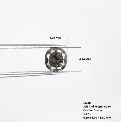 1.47 CT Salt And Pepper Cushion Shape Natural Loose Diamond For Engagement Ring - JayKrishna Diamond