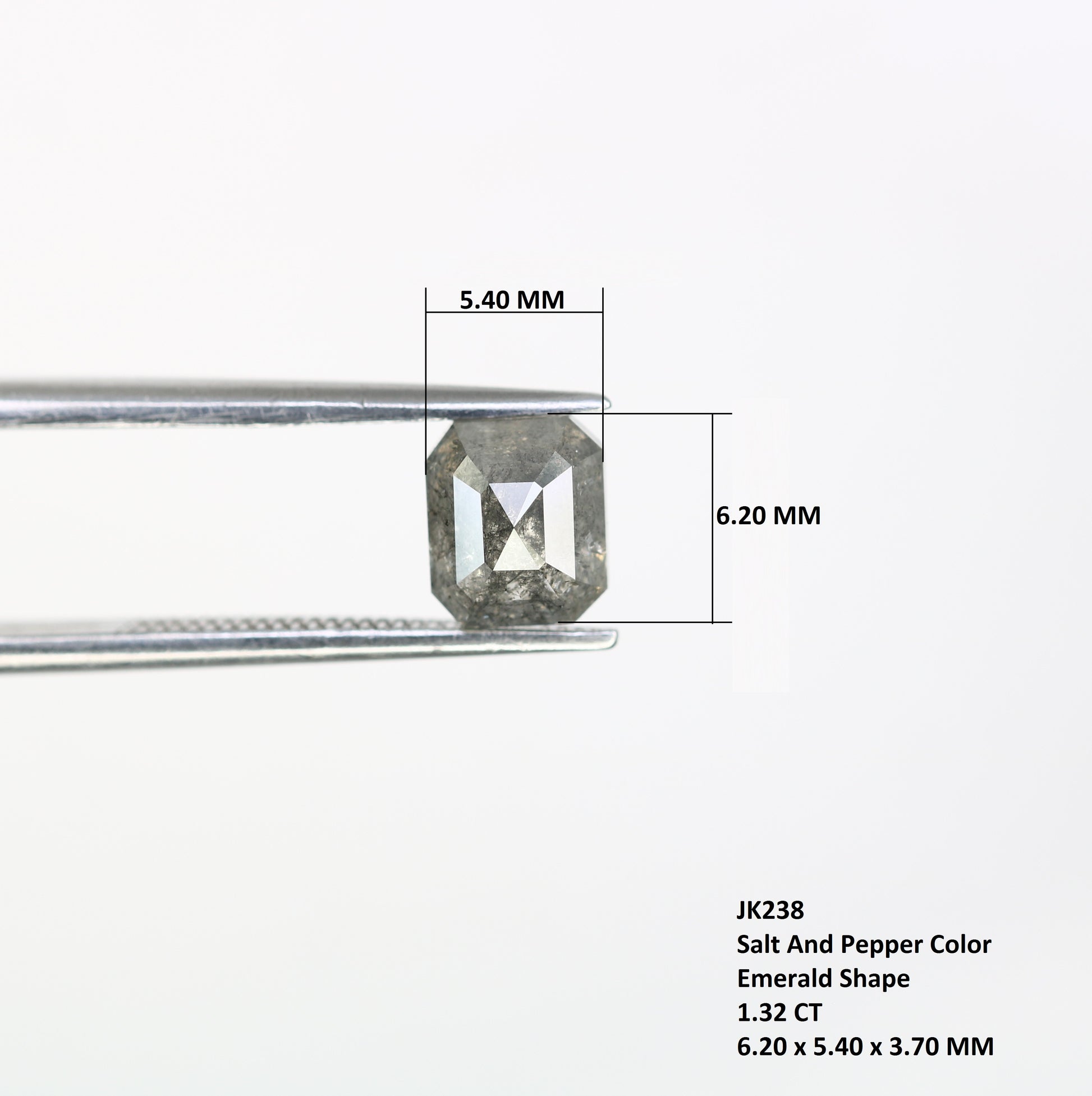 1.32 CT Emerald Cut Salt And Pepper 6.20 MM Diamond For Engagement Ring - JayKrishna Diamond