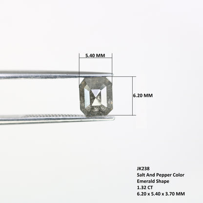 1.32 CT Emerald Cut Salt And Pepper 6.20 MM Diamond For Engagement Ring - JayKrishna Diamond