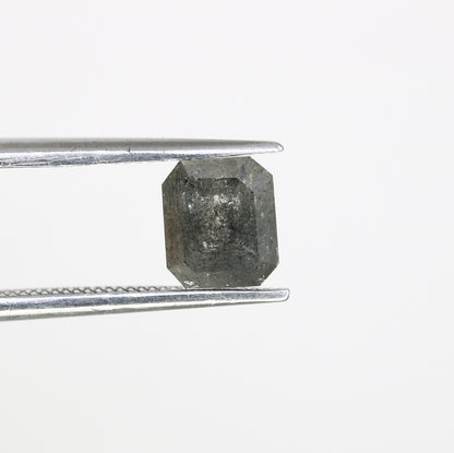 1.32 CT Emerald Cut Salt And Pepper 6.20 MM Diamond For Engagement Ring - JayKrishna Diamond