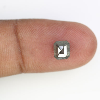 1.32 CT Emerald Cut Salt And Pepper 6.20 MM Diamond For Engagement Ring - JayKrishna Diamond
