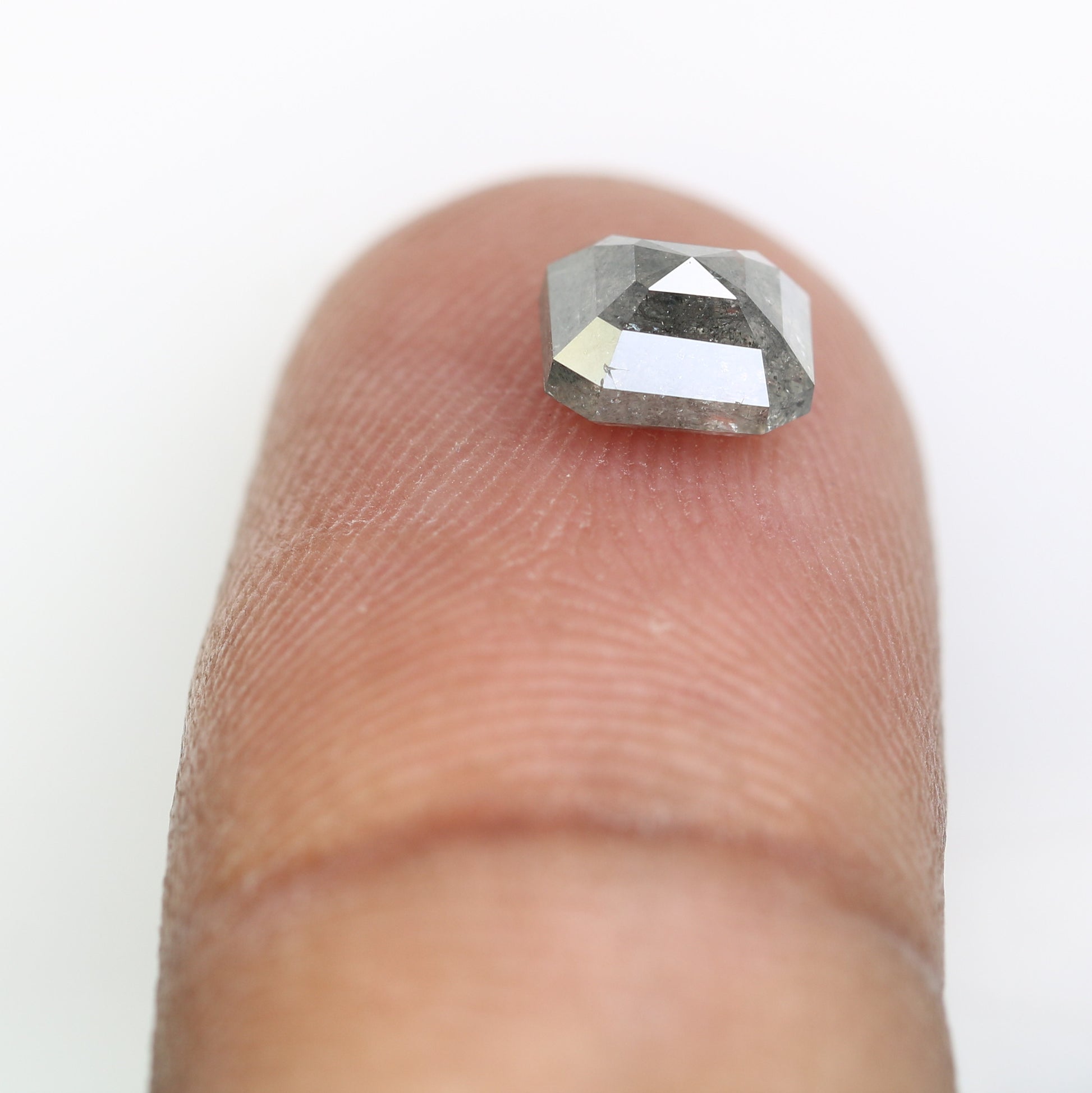 1.32 CT Emerald Cut Salt And Pepper 6.20 MM Diamond For Engagement Ring - JayKrishna Diamond