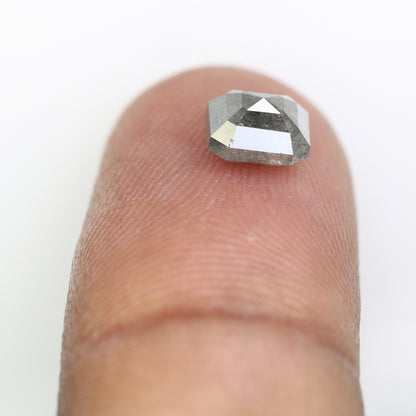 1.32 CT Emerald Cut Salt And Pepper 6.20 MM Diamond For Engagement Ring - JayKrishna Diamond