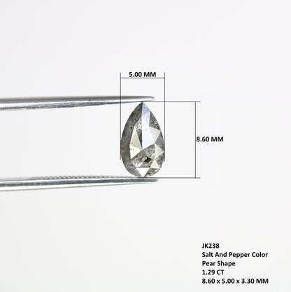 1.29 CT 8.60 MM Salt And Pepper Pear Shaped Diamond For Wedding Ring - JayKrishna Diamond