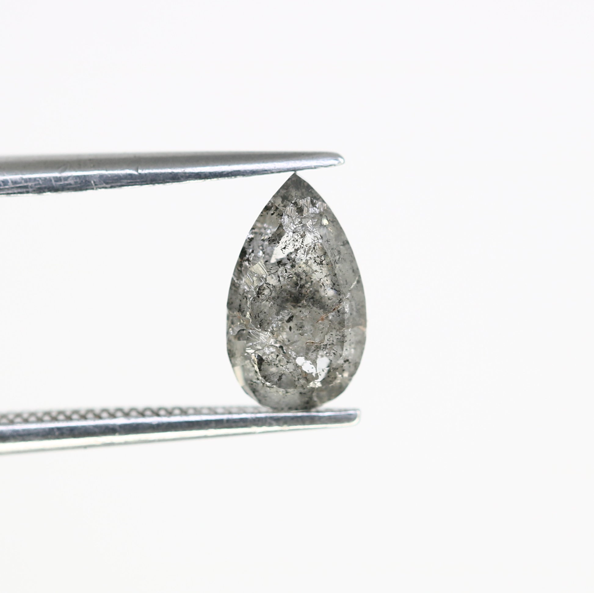 1.29 CT 8.60 MM Salt And Pepper Pear Shaped Diamond For Wedding Ring - JayKrishna Diamond