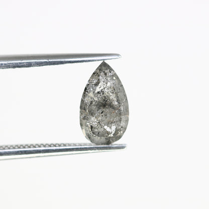 1.29 CT 8.60 MM Salt And Pepper Pear Shaped Diamond For Wedding Ring - JayKrishna Diamond
