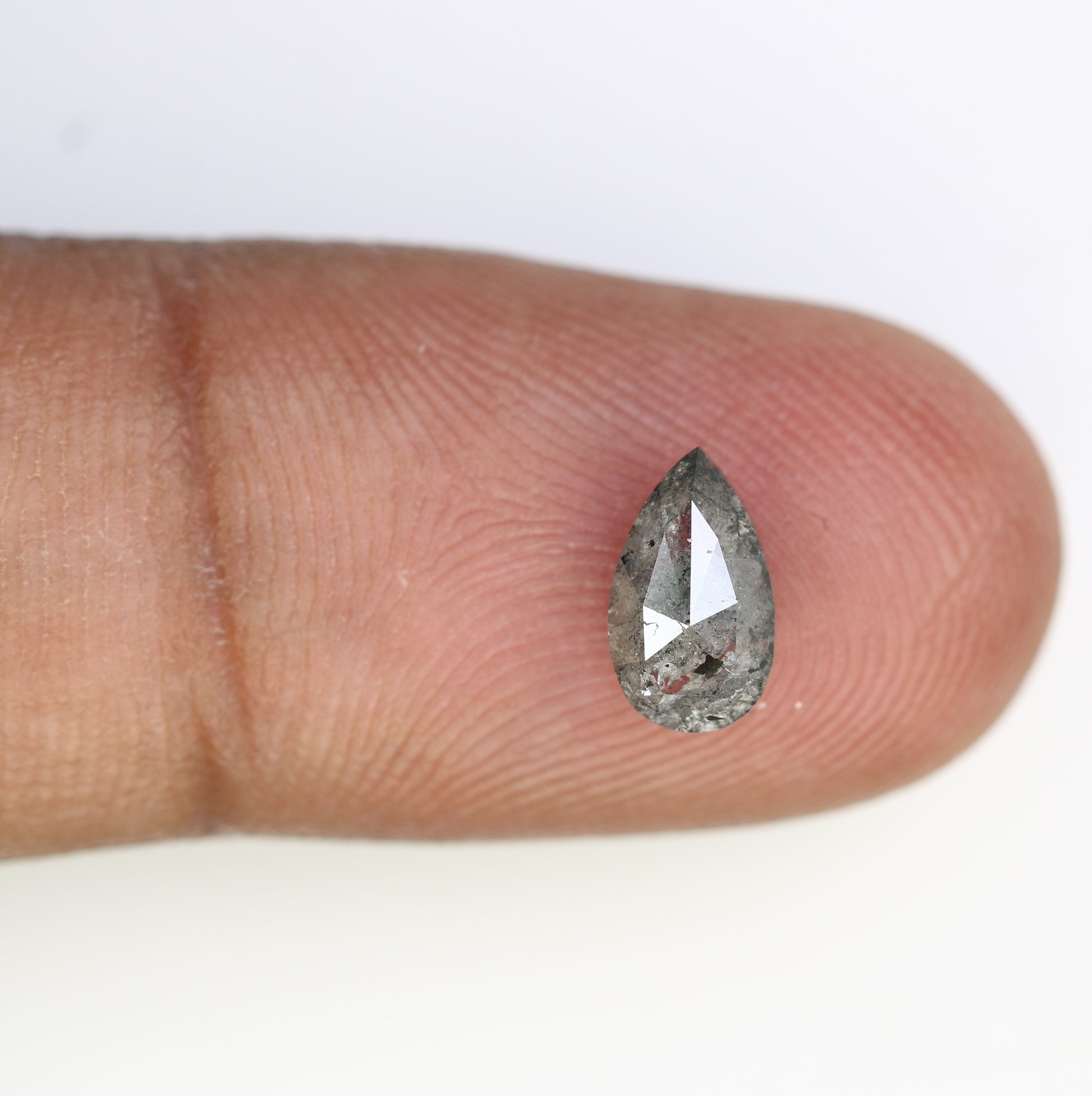 1.29 CT 8.60 MM Salt And Pepper Pear Shaped Diamond For Wedding Ring - JayKrishna Diamond