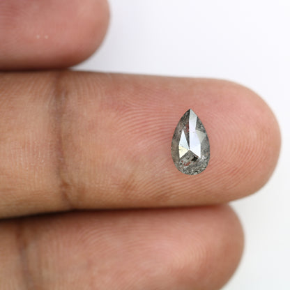 1.29 CT 8.60 MM Salt And Pepper Pear Shaped Diamond For Wedding Ring - JayKrishna Diamond