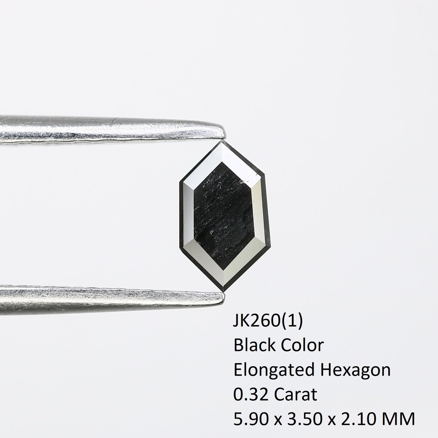 0.32 CT Elongated Hexagon Cut Black Diamond – Perfect for Engagement Rings | Unique Elongated Black Hexagon Diamond - JayKrishna Diamond