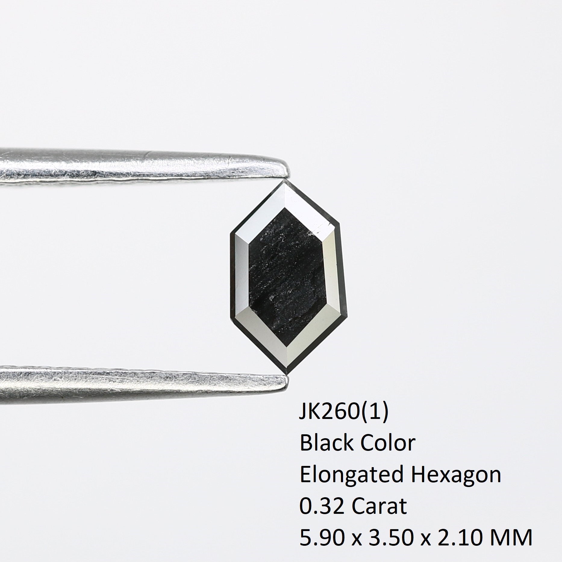 0.32 CT Elongated Hexagon Cut Black Diamond – Perfect for Engagement Rings | Unique Elongated Black Hexagon Diamond - JayKrishna Diamond