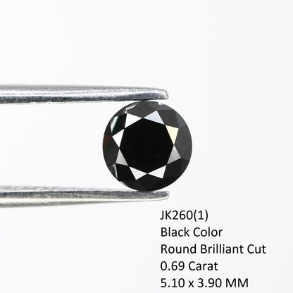 0.69 CT 5.10 x 3.90 MM Natural Black Round Brilliant Cut Diamond For Wedding Ring - JayKrishna Diamond