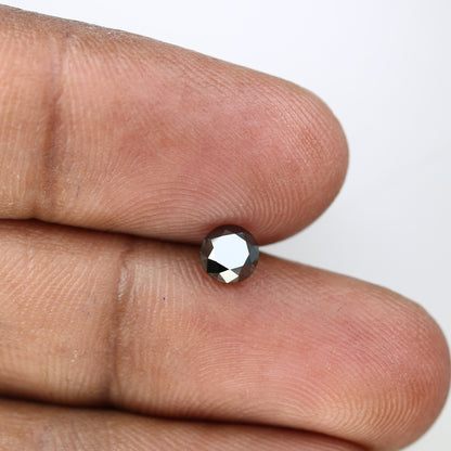 0.69 CT 5.10 x 3.90 MM Natural Black Round Brilliant Cut Diamond For Wedding Ring - JayKrishna Diamond
