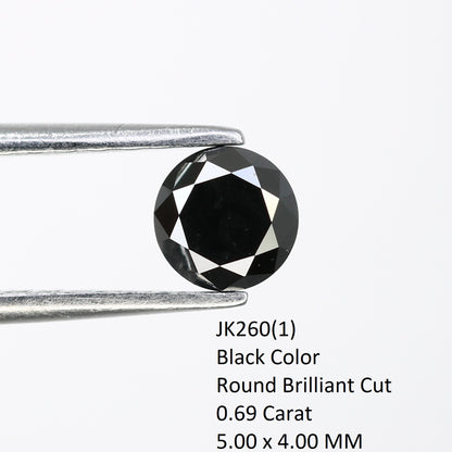 0.69 CT 5.00 MM Round Brilliant Cut Black Loose Diamond For Wedding Ring - JayKrishna Diamond
