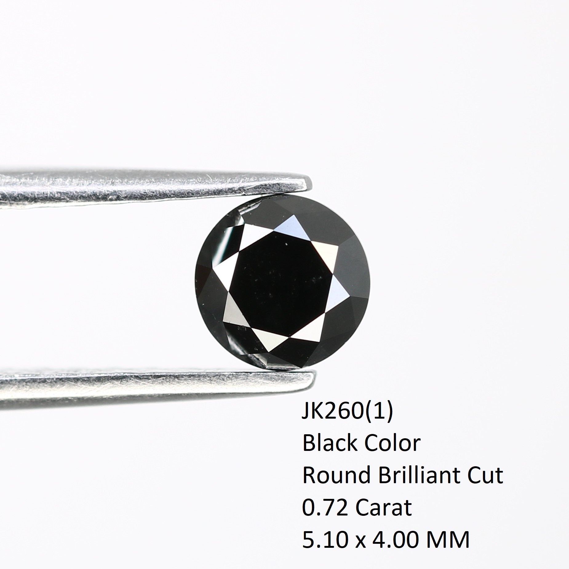 0.72 CT 5.10 MM Natural Round Brilliant Cut Black Loose Diamond For Wedding Ring - JayKrishna Diamond