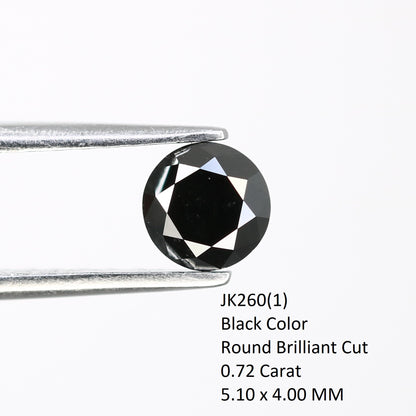 0.72 CT 5.10 MM Natural Round Brilliant Cut Black Loose Diamond For Wedding Ring - JayKrishna Diamond