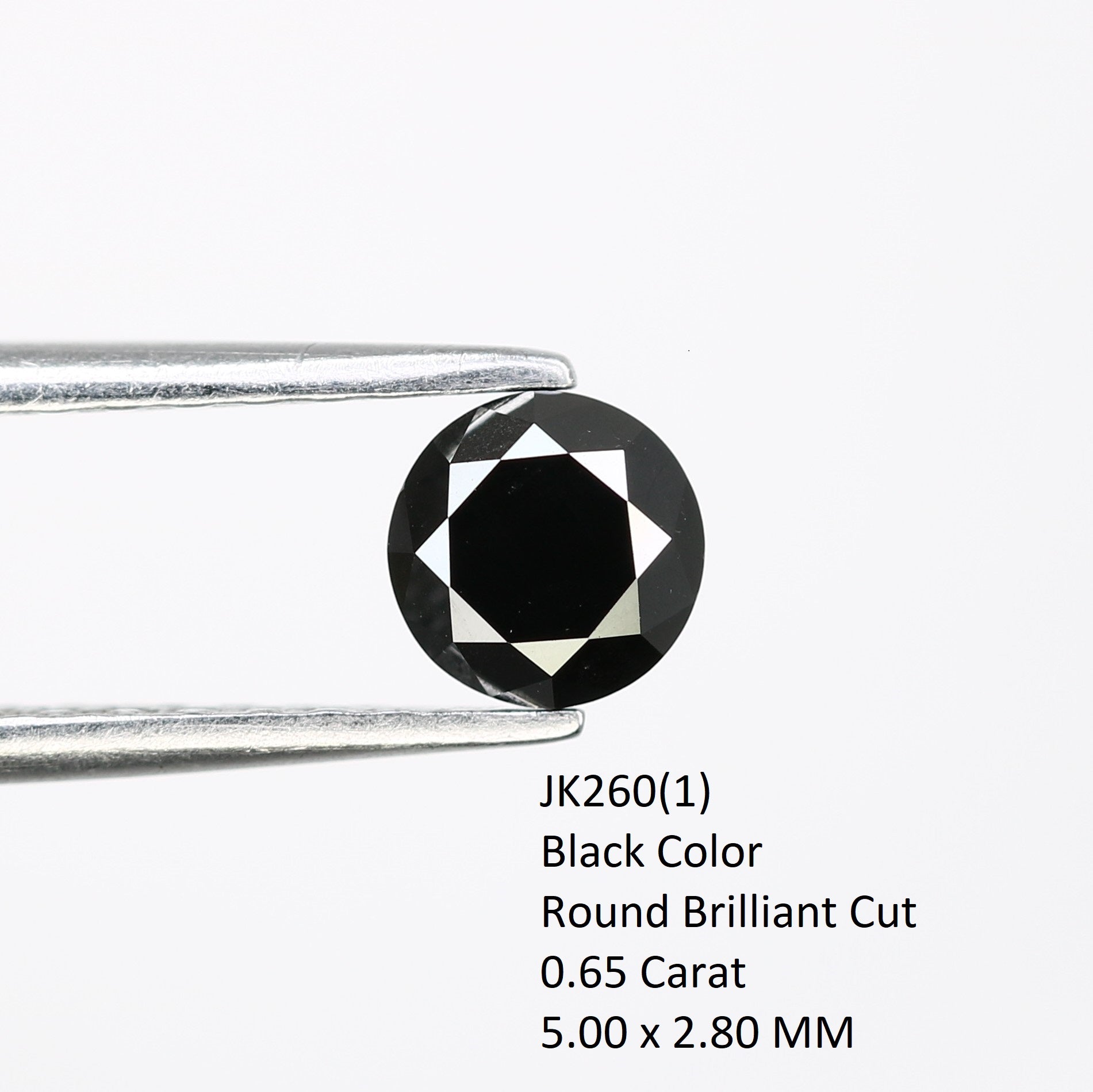 0.65 CT 5.00 MM Black Natural Round Brilliant Cut Loose Diamond for Wedding Ring - Unique Gemstone for Custom Bridal Jewelry - JayKrishna Diamond