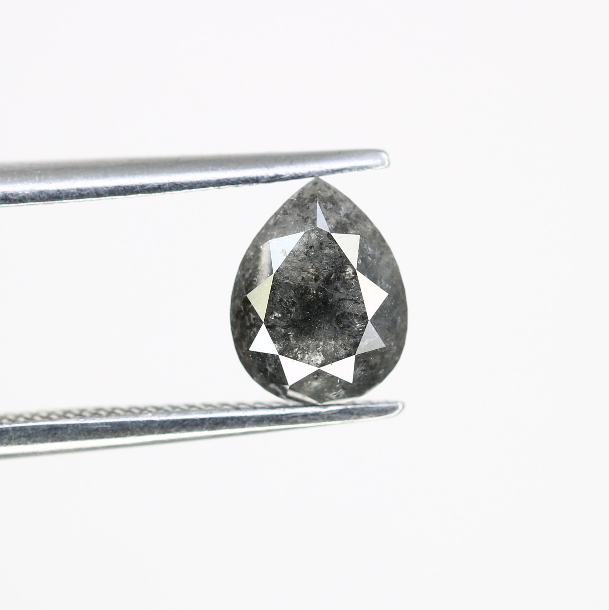 1.23 CT Natural Pear Shape 7.20 MM Salt And Pepper Diamond For Engagement Ring - JayKrishna Diamond