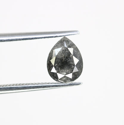 1.23 CT Natural Pear Shape 7.20 MM Salt And Pepper Diamond For Engagement Ring - JayKrishna Diamond