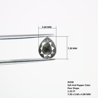 1.23 CT Natural Pear Shape 7.20 MM Salt And Pepper Diamond For Engagement Ring - JayKrishna Diamond